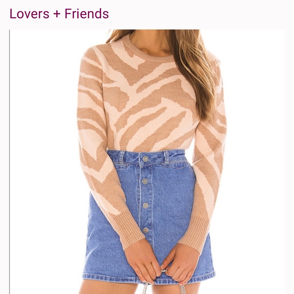 Lovers + Friends Beige and Cream Sweater